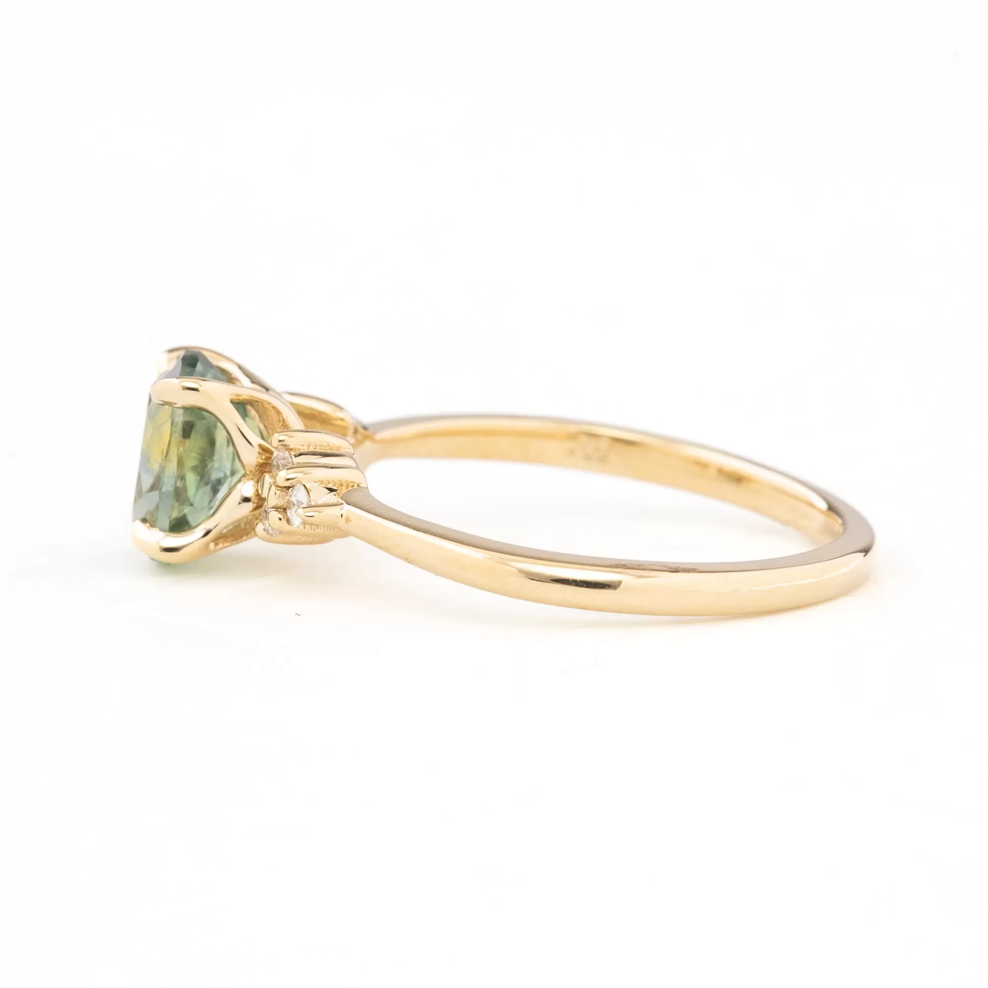 Teresa Ring 1.62ct Light Blue Green Montana Sapphire, 14k Yellow Gold (One of a kind)