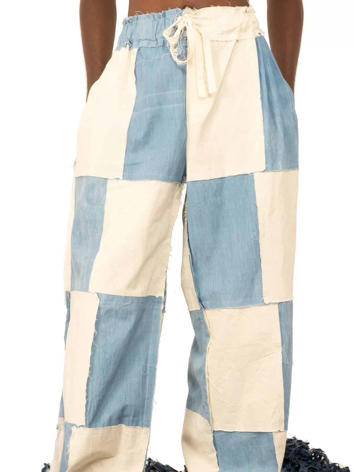 TIU x IAMISIGO Ivory & Sky-Blue Baggy Pants