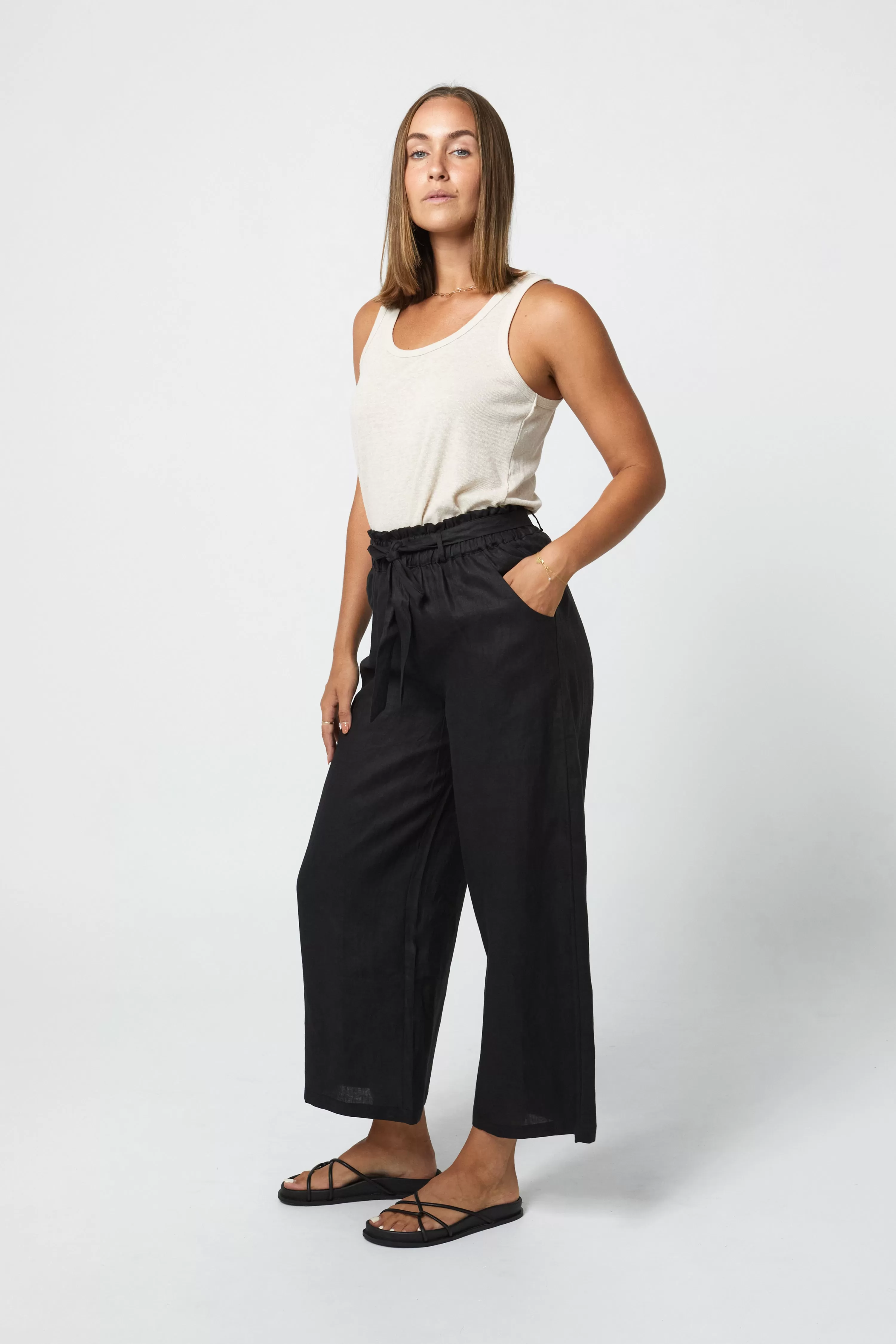 TYLER LINEN PANT - BLACK