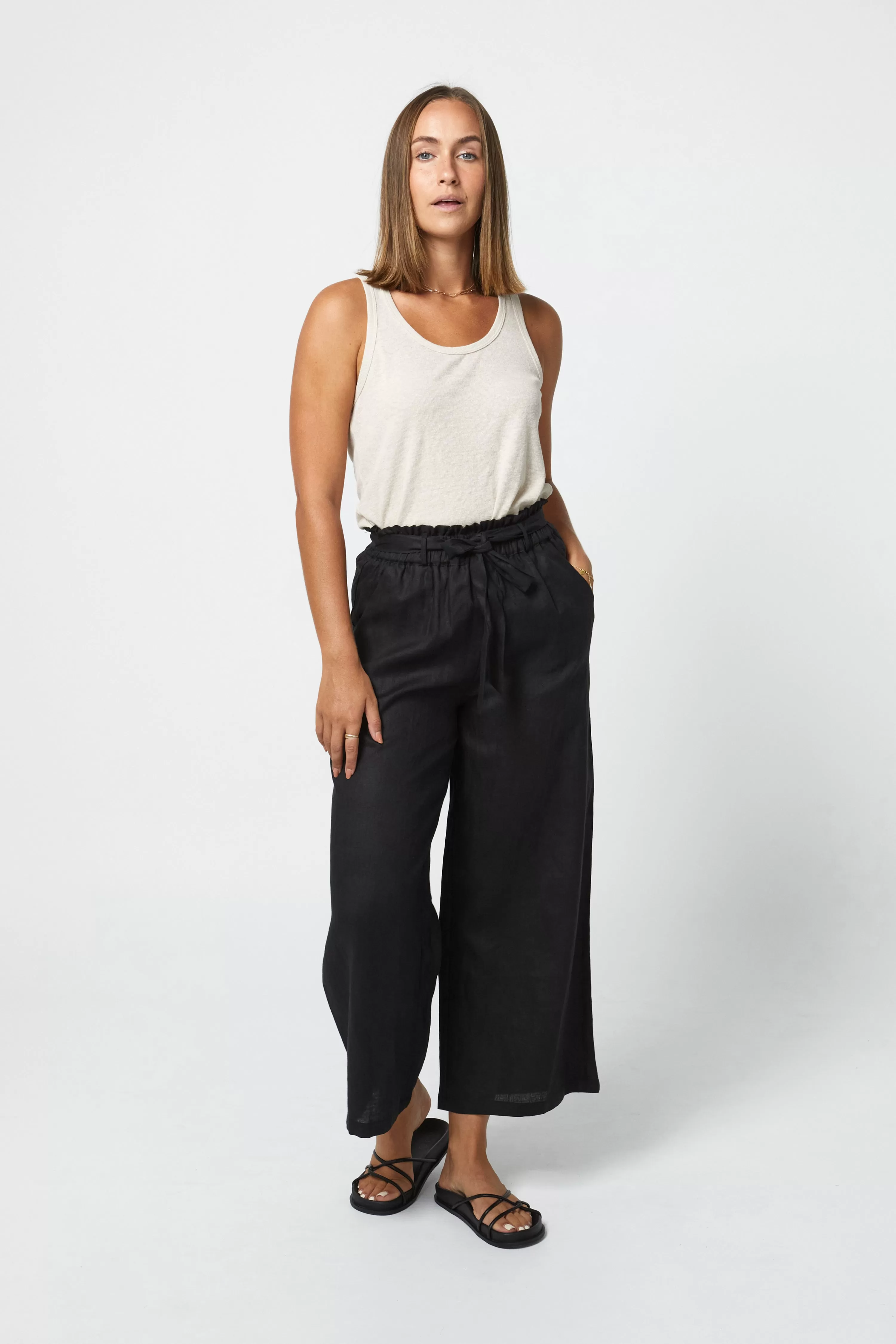 TYLER LINEN PANT - BLACK