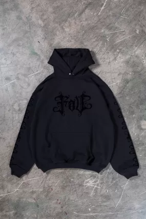 VELOUR BLACK SNAP BUTTON HOODIE