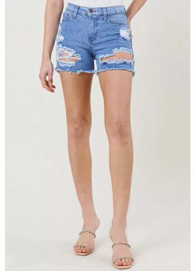 Vibrant Denim Shorts (Light Stone) S2043