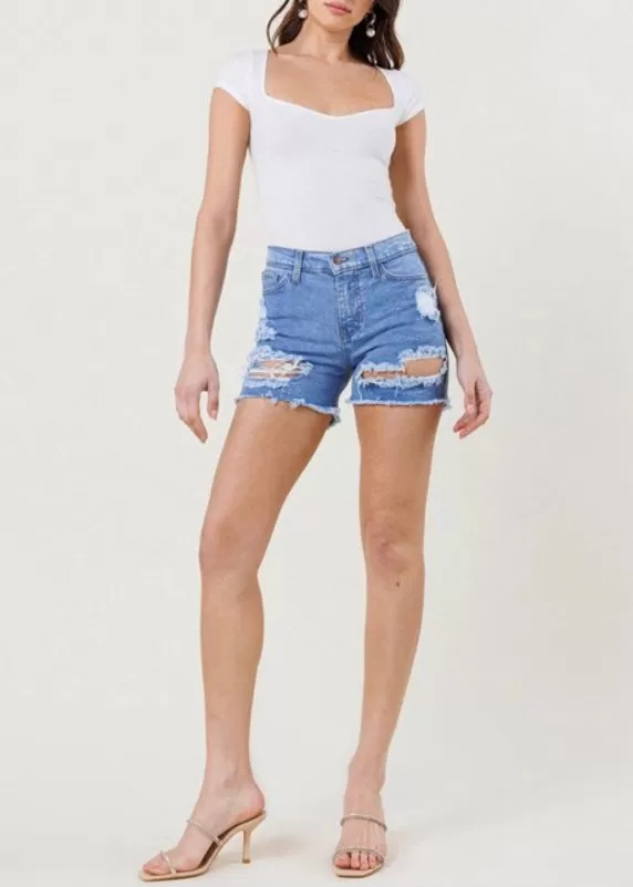 Vibrant Denim Shorts (Light Stone) S2043