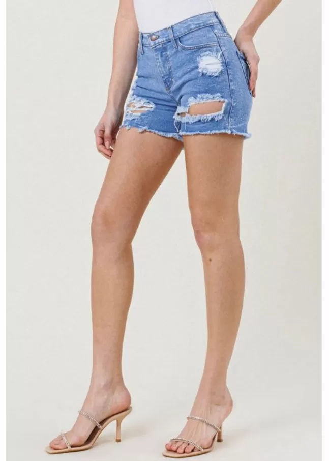 Vibrant Denim Shorts (Light Stone) S2043