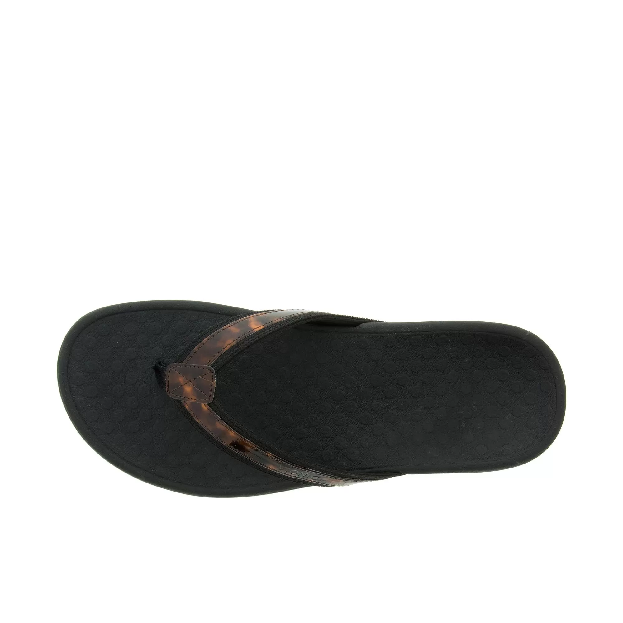 Vionic Womens Tide II Toe Post Sandal Black Tortoise