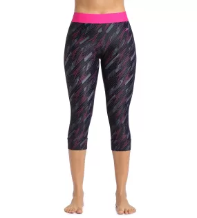 Women's Endurance Hyperboom Contrast Swim Capri   - Black  &  Electric Pink