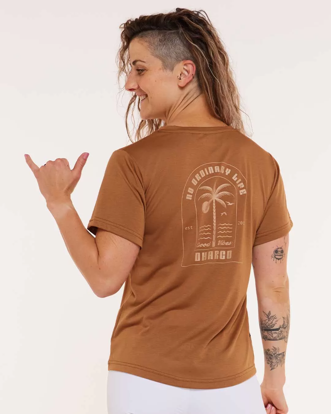 Womens Short Sleeve Tech Tee | Caramel