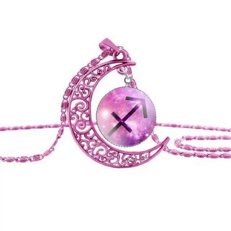 Zodiac Moon Pink Sagittarius Necklace